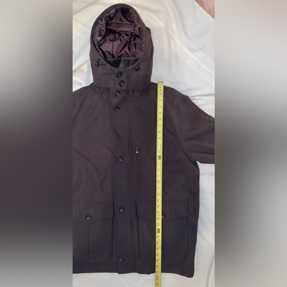 🩸PRICE DROP Men's LONDON FOG Dark Brown Two-Layer Jacket with Hood size Large - Picture 3 of 8